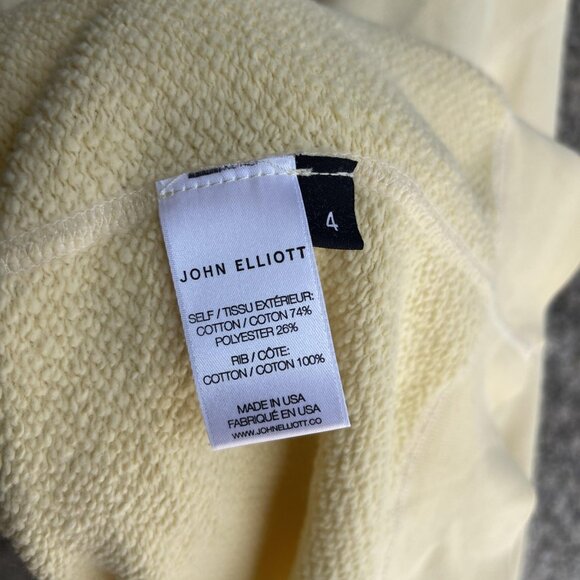 John Elliott Hoodie Mens 4XL Light Yellow Vintage Fleece Pullover Made USA New - Picture 6 of 8